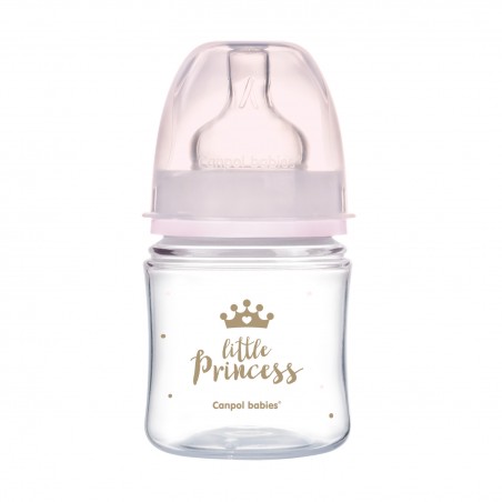 Canpol babies Lahev se širokým hrdlem ROYAL BABY 120ml růžová